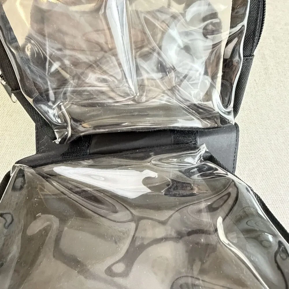 Professional Makeup Artist Bag Fold Out Organizer Clear Zipper Pouches Black